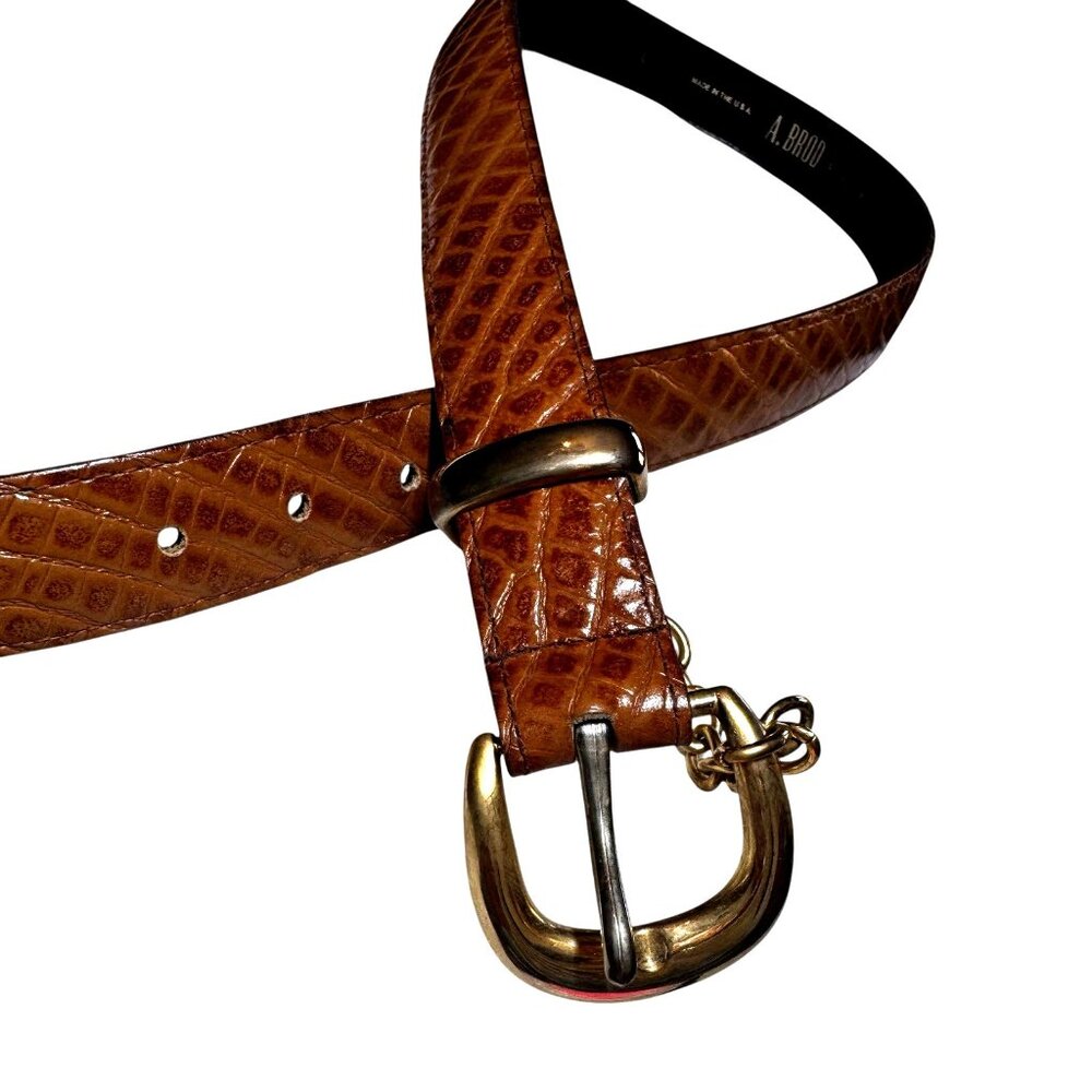 Men's A. Brod Vintage brown leather belt #2134 size L  brass buckle